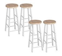 WOLTU Tabourets Bar Lot de 4, Chaise Bar Cuisine Haute, avec Repose-Pieds, Structure en Acier Stable, pour Bistrot et Salle à Manger, Design Industriel, Chêne Clair+Argent