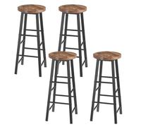 WOLTU Tabourets Bar Lot de 4, Chaises Bar Cuisine Haute, avec Repose-Pieds, Structure en Acier Stable, pour Bistrot et Salle à Manger, Design Industriel, Noir Vintage