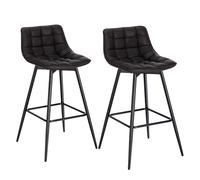 WOLTU Tabourets de Bar, Lot de 2, avec Dossier, Assise 65 cm, en PU | Chaise de Bar Design, et Repose-Pieds, Cadre en métal, Anthracite, pour Bar, Cuisine, Bistro