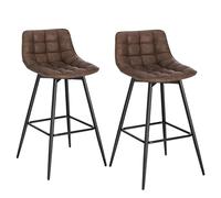 WOLTU Tabourets de Bar, Lot de 2, avec Dossier, Assise 65 cm, en PU | Chaise de Bar Design, et Repose-Pieds, Cadre en métal, Brun, pour Bar, Cuisine, Bistro