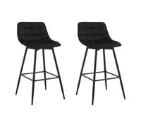 WOLTU Tabourets de Bar, Lot de 2, avec Dossier, Assise 65 cm, en Velours | Chaise de Bar Design, et Repose-Pieds, Cadre en métal, Noir, pour Bar, Cuisine, Bistro