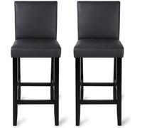 WOLTU Tabourets de bar lot de 2,avec pieds en bois,Chaises avec dossier en cuir synthétique, 41 x 43 x 110cm, Gris