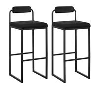 WOLTU Tabourets de Bar Lot de 2, Chaise avec Dossier, Velours, Noir