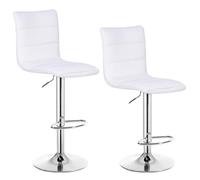 WOLTU Tabourets de Bar Lot de 2, Chaise Cuisine Reglable en Hauteur, Tabouret Haut Pivotants avec Dossier et Repose-Pieds, pour Cuisine, Salle à Manger, en Similicuir et Acier, Blanc