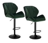 WOLTU Tabourets de Bar, Lot de 2, Hauteur Réglable, Chaise de Bar Pivotante | Chaise Haute Bar, avec Dossier et Repose-Pieds, en Velours, Vert Foncé, pour Bar, Cuisine, Salle à Manger