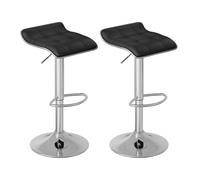 WOLTU Tabourets de Bar Lot de 2, Réglable en Hauteur, PU, Noir | Chaise Haute Cuisine avec Repose-Pieds, Pivotant à 360°, Tabouret pour Bar, Cuisine Salon, Métal