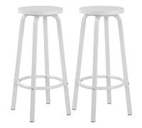 WOLTU Lot de 2 Tabourets de Bar-Bistrot, Tabouret de cuisine, Structure en métal, Siège en MDF, Blanc