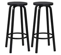 WOLTU Tabourets de Bar Lot de 2, Tabouret Haut 72cm, Noir | Tabouret Haute Rond, avec Repose-Pieds, Métal Pieds, Foncé, pour Cuisine, Salon, Salle à Manger