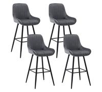 WOLTU Tabourets de Bar Lot de 4, avec Dossier, Velours, Grigio Scuro | Tabouret Ergonomique, Chaise Moderne avec Repose-pieds Carré, Hauteur d'Assise 71 cm, pour le Bistrot, Pieds en Métal