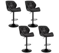 WOLTU Tabourets de Bar, Lot de 4, Hauteur Réglable, Chaise de Bar Pivotante | Chaise Haute Bar, avec Dossier et Repose-Pieds, en PU, Noir Mat, pour Bar, Cuisine, Salle à Manger
