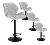 WOLTU Tabourets de Bar, Lot de 4, Hauteur Réglable, Chaise de Bar Pivotante | Chaise Haute Bar, avec Dossier et Repose-Pieds, en Velours, Gris Clair, pour Bar, Cuisine, Salle à Manger