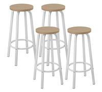 WOLTU Tabourets de Bar Lot de 4, Tabouret Haut Rond 72cm avec Repose-Pieds, pour Cuisine, Salon, Salle à Manger, Métal Pieds, Chêne Clair