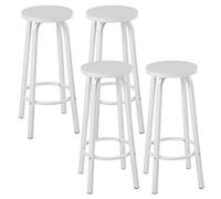 WOLTU Tabourets de Bar Lot de 4, Tabouret Haut Rond 72cm avec Repose-Pieds, pour Cuisine, Salon, Salle à Manger, Métal Pieds, Blanc