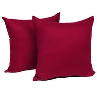 WOLTU Taies d'Oreillers Seulement, en 100% Coton 2 pièces, utilisé pour Maison, Bureau, Salon, 50x50 cm Bordeaux, (Taies d'Oreillers Seulement, Aucun Remplissage)