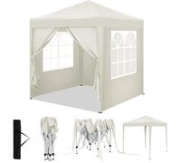 WOLTU Tonnelle 2x2m, Pergola Pliante, Barnum avec 4 Parois Latérales, Hauteur Réglable, Gazebo Imperméable, Anti-UV, Beige