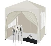 WOLTU Tonnelle de Jardin 2x2m,Pergola Pliante,Barnum,4 Parois Latérales,Hauteur Réglable,Gazebo Imperméable,Anti-UV, Beige