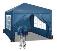 WOLTU Tonnelle de Jardin avec 4 Sacs de Sable Tente Pliante Auvent Pliable Imperméable Protection du Soleil UV 50+ avec Un Chiffon Sac de Transport Inclus Hauteur Réglable 3x3m Bleu