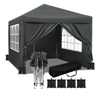 WOLTU Tonnelle de Jardin avec 4 Sacs de Sable Tente Pliante Auvent Pliable Imperméable Protection du Soleil UV 50+ avec Un Chiffon Sac de Transport Inclus Hauteur Réglable 3x3m Anthracite