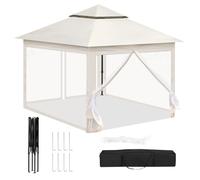 WOLTU Tonnelle de Jardin Extérieur - Pergola Pliante 3x3m - Moustiquaire Amovible - Double Toit Imperméable - anti UV - Beige