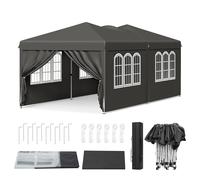 WOLTU Tonnelle de jardin extérieure 3x6m pliable, tente pop-up avec 6 panneaux latéraux amovibles, résistante aux UV, imperméable, sac de transport inclus pour les fêtes Gray