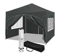 WOLTU Tonnelle de Jardin Imperméable et Protection de UV, Tente Pliante 3x3m avec 4 Parois Latérales, Hauteur Réglable, avec Sac de Transport, Gris