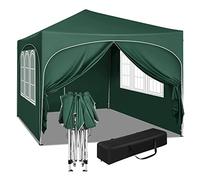 WOLTU Tonnelle de Jardin Imperméable et Protection de UV, Tente Pliante 3x3m avec 4 Parois Latérales, Hauteur Réglable, avec Sac de Transport,Vert