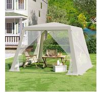 WOLTU Tonnelle de Jardin, Pergola avec Moustiquaire, Tente avec Parois Latérales en Maille, Barnum 3x3x2.5m, Aspect Unique, Beige