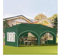 WOLTU Tonnelle de Jardin, Pergola Pliante, 3x6m avec 6 Parois Latérales, Barnum Hauteur Réglable, Imperméable, Anti-UV, Vert