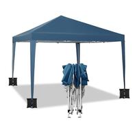 WOLTU Tonnelle de Jardin Pliable 3x3m avec Sacs de Sable Bleu | UPF 50+ UV, imperméable, hauteur ajustable, vent stable, avec sacs de sable, Jardin
