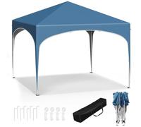 WOLTU Tonnelle de Jardin Pliable 3x3m Pop up avec Toit en Demi-Cercle Bleu | UPF 50+ UV, imperméable, hauteur ajustable, vent stable, sac transport, Jardin