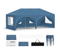 WOLTU Tonnelle de Jardin Pliable 3x6m avec 6 parois Bleu | UPF 50+ UV, imperméable, hauteur ajustable, vent stable, 6 parois, Jardin