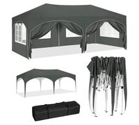WOLTU Tonnelle de jardin pliable 3x6m avec 6 parois latérales, hauteur réglable, imperméable, protection UV, tente de réception avec sac de transport Bleu
