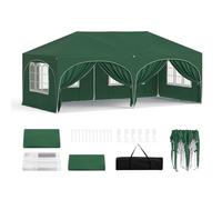 WOLTU Tonnelle de Jardin Pliable 3x6m avec 6 parois Vert | UPF 50+ UV, imperméable, hauteur ajustable, vent stable, 6 parois, Jardin
