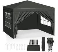 WOLTU Tonnelle de Jardin, Tente Pliante, Auvent Imperméable, Protection du Soleil UV 50+, Hauteur Réglable 3x3m, Gris