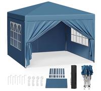 WOLTU Tonnelle de Jardin Tente Pliante Auvent Pliable Imperméable Protection du Soleil UV 50+ avec Un Chiffon Sac de Transport Inclus Facile à Installer Hauteur Règlable 3x3m Bleu