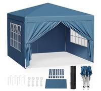 WOLTU Tonnelle de Jardin Tente Pliante Auvent Pliable Imperméable Protection du Soleil UV 50+ avec Un Chiffon Sac de Transport Inclus Facile à Installer Hauteur Règlable 3x3m Bleu