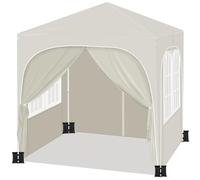 WOLTU Tonnelle Pliable 2x2m Pavillon avec 4 parois avec Sacs de Sable Beige | UPF 50+ UV, imperméable, hauteur ajustable, vent stable, 4 parois sacs sable, Jardin