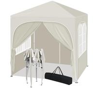 WOLTU Tonnelle Pliable Barnum Jardin 2x2m Pop up avec 4 parois Beige | UPF 50+ UV, imperméable, hauteur ajustable, vent stable, 4 parois, Plage