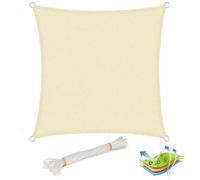 WOLTU Voile d'ombrage carré 5x5 m Respirante en HDPE, Toile d'ombrage Protection Solaire, Anti 85% UV Contre Le Vent, pour Jardin terrasse Camping Crème