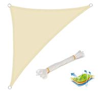 WOLTU Voiles d'ombre Triangle 4.2x4.2x6 m Respirante en HDPE, Toile d'ombrage Protection Solaire, Anti 85% UV Contre Le Vent, pour Jardin terrasse Camping Crème