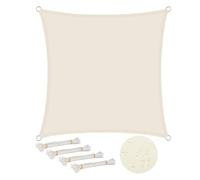 WOLTU Voile d'ombrage carré 3x3 m Imperméable Anti 93% UV résistant à l'eau Protection Contre Le Vent Polyester avec Protection UV pour Jardin terrasse Camping Crème