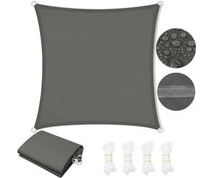WOLTU Voile d'Ombrage Imperméable 3x3m Toile Parasol Protection Solaire et Rayons UV pour Balcon Terrasse Camping Gris foncé