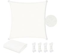 WOLTU Voile d'Ombrage Imperméable en PES, 200 g/m² Polyester, Toile Parasol Protection Solaire et Rayons UV avec Œillets D et Cordes pour Patio Balcon Terrasse Camping Extérieur, 3,6x3,6 m, Beige