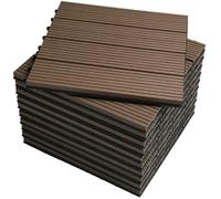 WOLTU WPC Carrelage de sol 30x30cm,Revêtement de sol pour extérieur en composite bois-plastique,Brun(22 pièces-2 m²)GTF001br-2