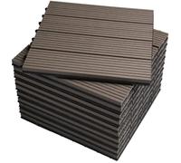 WOLTU WPC Carrelage de sol 30x30cm Revêtement de sol pour extèrieur en composite bois-plastique Jardin terrasse système plug-in, Café 22 pièces / 2 m²