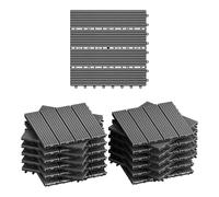 WOLTU WPC Carrelage de sol 30x30cm Revêtement de sol pour extèrieur en composite bois-plastique Jardin terrasse système plug-in, Gris 22 pièces / 2 m²