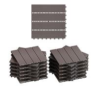 WOLTU WPC Carrelage de sol 30x30cm Revêtement de sol pour extèrieur en composite bois-plastique Jardin terrasse système plug-in, Café 22 pièces / 2 m²