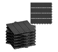 WOLTU WPC Carrelage de sol 30x30cm Revêtement de sol pour extèrieur en composite bois-plastique Jardin terrasse système plug-in, Anthracite 11 pièces / 1 m²