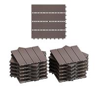 WOLTU WPC Carrelage de sol 30x30cm Revêtement de sol pour extèrieur en composite bois-plastique Jardin terrasse système plug-in, Brun 22 pièces / 2 m²