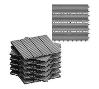 WOLTU WPC Carrelage de sol 30x30cm Revêtement de sol pour extèrieur en composite bois-plastique Jardin terrasse système plug-in, Gris Clair 11 pièces / 1 m²